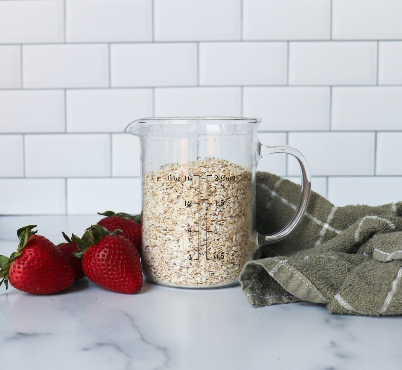 fruity overnight oats on a kitchen counter by Christine Tizzard