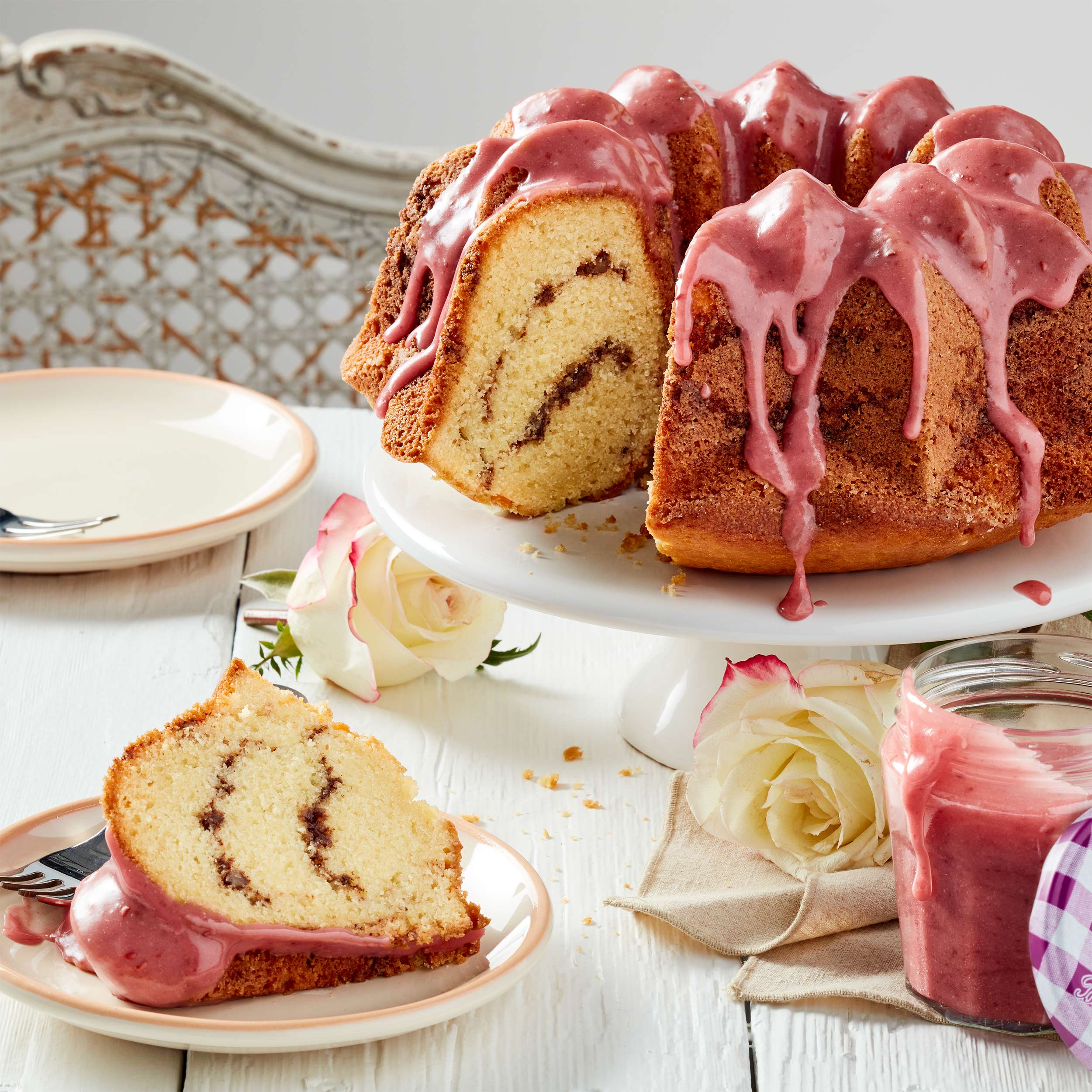 Prosecco, white chocolate and rose Bundt cake | Baking Recipes | GoodTo
