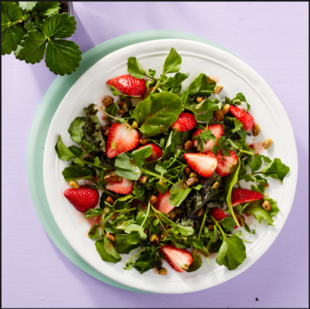 My strawberry and watercress salad in a bowl
